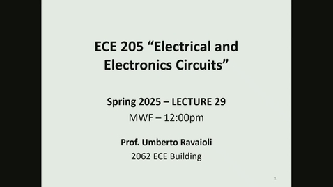 Thumbnail for ECE 205 Spring 2025 - Lecture 29