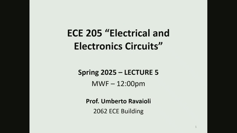 Thumbnail for ECE 205 Spring 2025 - Lecture 5