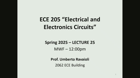 Thumbnail for ECE 205 Spring 2025 - Lecture 25
